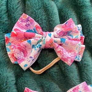Floral Pink Hair Bow for Kids nylon headband bow